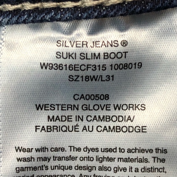 Silver Jeans Co. Suki slim boot blue wash SZ 18W x L31”. D11 - Picture 7 of 8